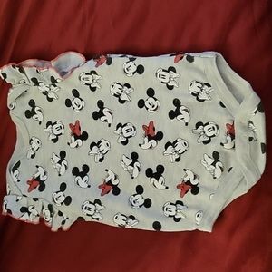 Disney 0-3M Gray Minnie and Mickey Onesie